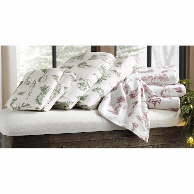 Christmas Toile Flannel Sheet Set, , large