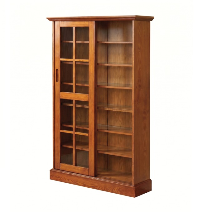 Merrick Sliding-Door Media Cabinet, Oak, large