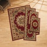4-Piece Plush Floral Kirman Rug Set with Runner and Mats, Burgundy, large