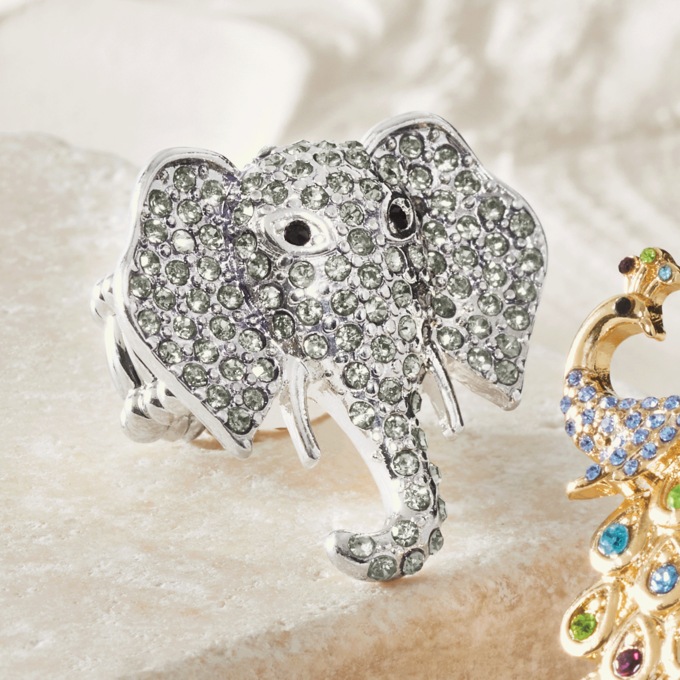 Crystal Wildlife Stretch Ring, , large