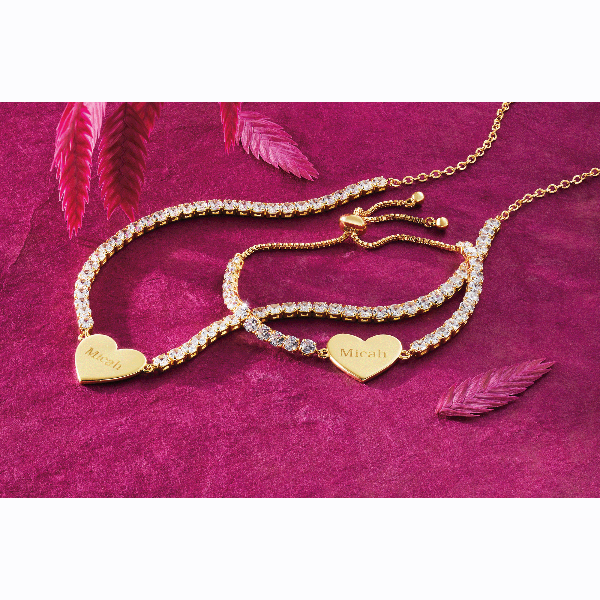 Personalized-Heart Cubic Zirconia Necklace or Bracelet, , large