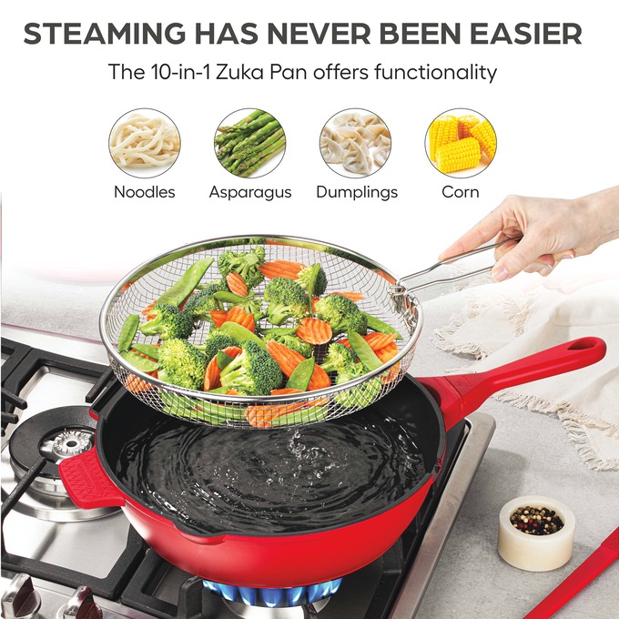 Granitestone 10" Zuka Pan, Red, large