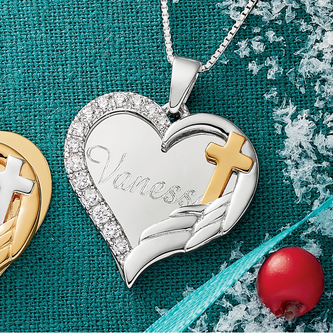 Heart Wing/Cross Pendant, , large