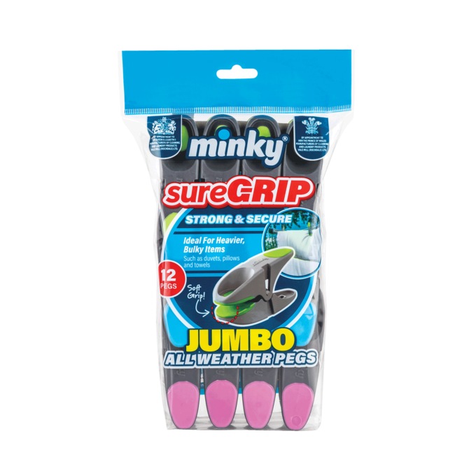 Minky SureGrip Jumbo 12-Piece Clothespins, , large