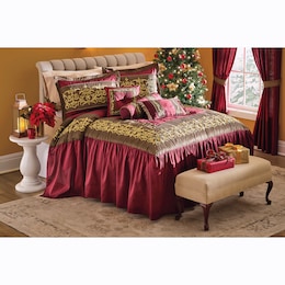 Kingston Embroidered 6-Piece Skirted Bedspread Set and Window Treatments, , large
