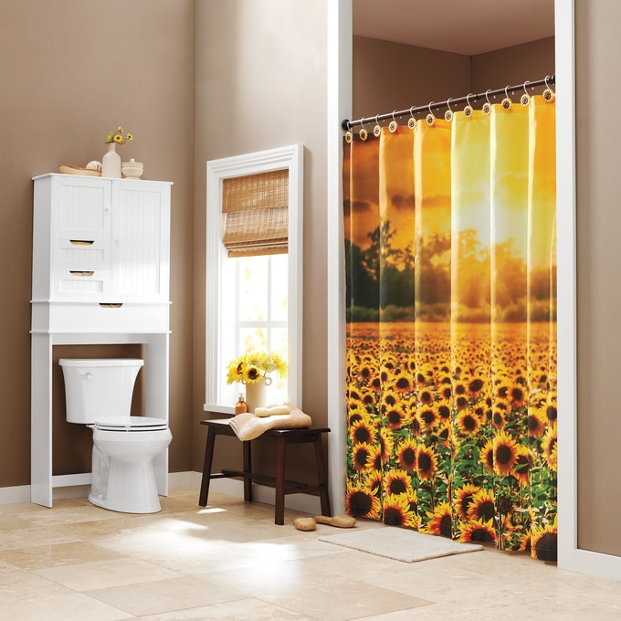 Sunflower Sunset Shower Curtain, , large