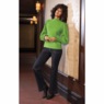 Nora Ribbed Women's Sweater with Pointelle Balloon Sleeves and Mockneck, , large