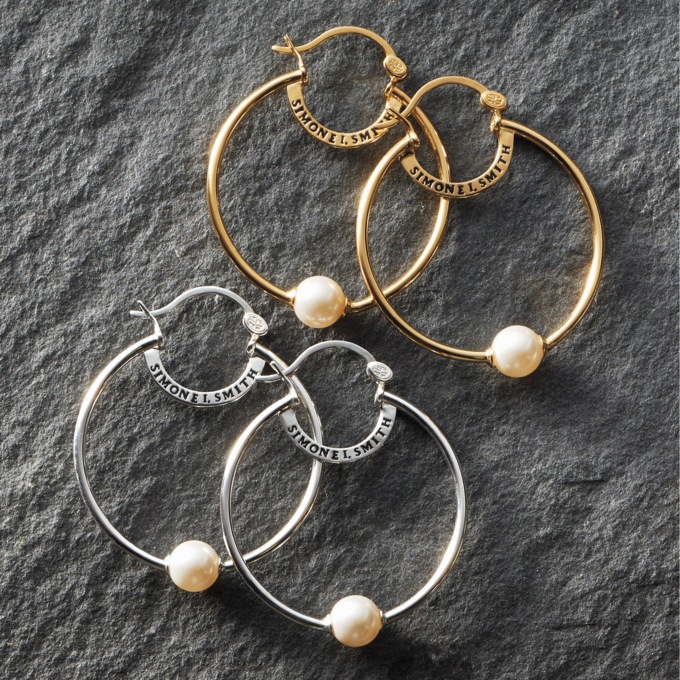 SIS Faux-Pearl Harris Hoops, , large