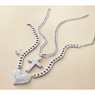 Crystal Pave Shape Silvertone Necklace/Earring Set, , large