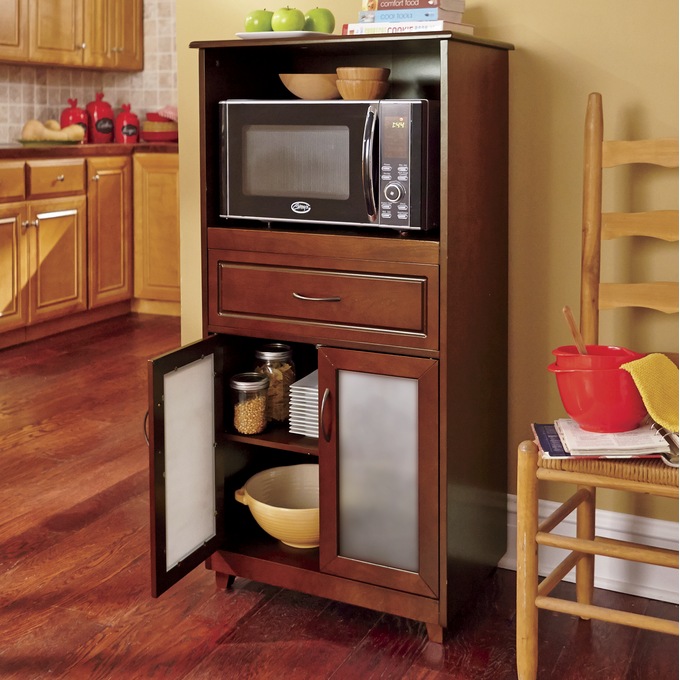 Microwave Storage With Glass Door Cabinet Seventh Avenue