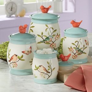 4-Piece Cypress Bird Canister Set, , large