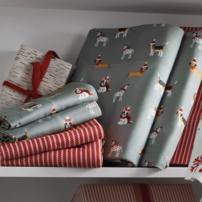 Holiday Print 2-Pack Flannel Sheet Set, , large