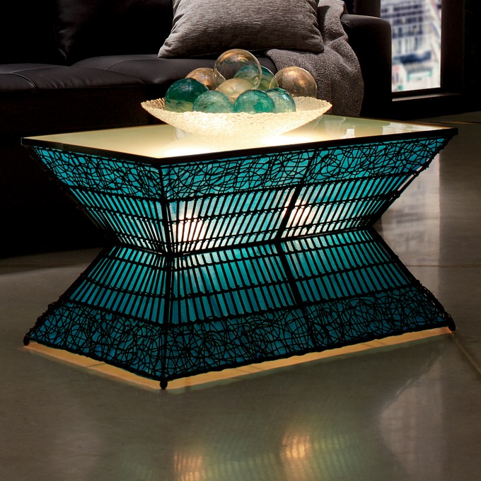 Zain Lighted Rattan Floor Lamp And Tables | Seventh Avenue