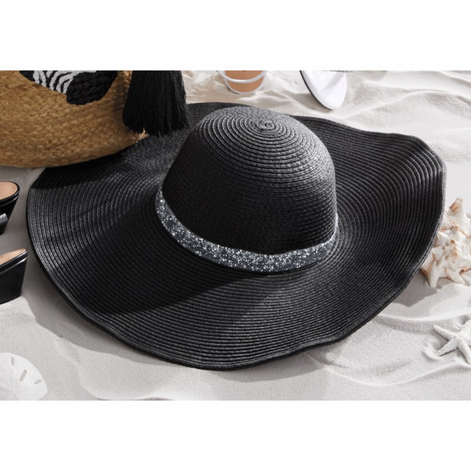 Rhinestone Band Sun Hat, , large