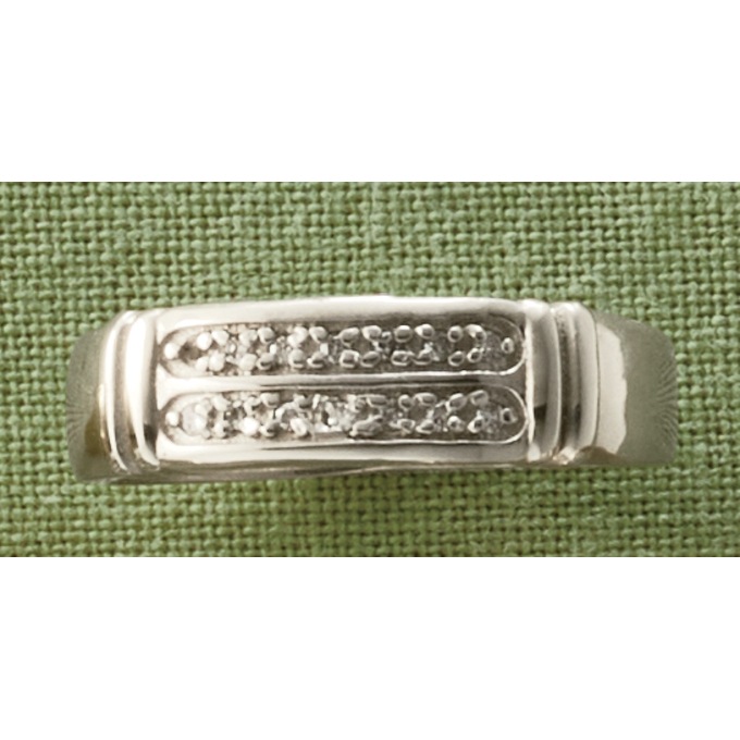 10K Diamond Unisex Double Row Ring, , large