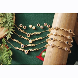 Gemstone/Cubic Zirconia Halo Necklace, Bracelet &amp; Earring Set, , large