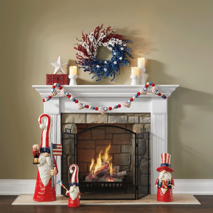 Americana Berry Wreath with Stars, , large