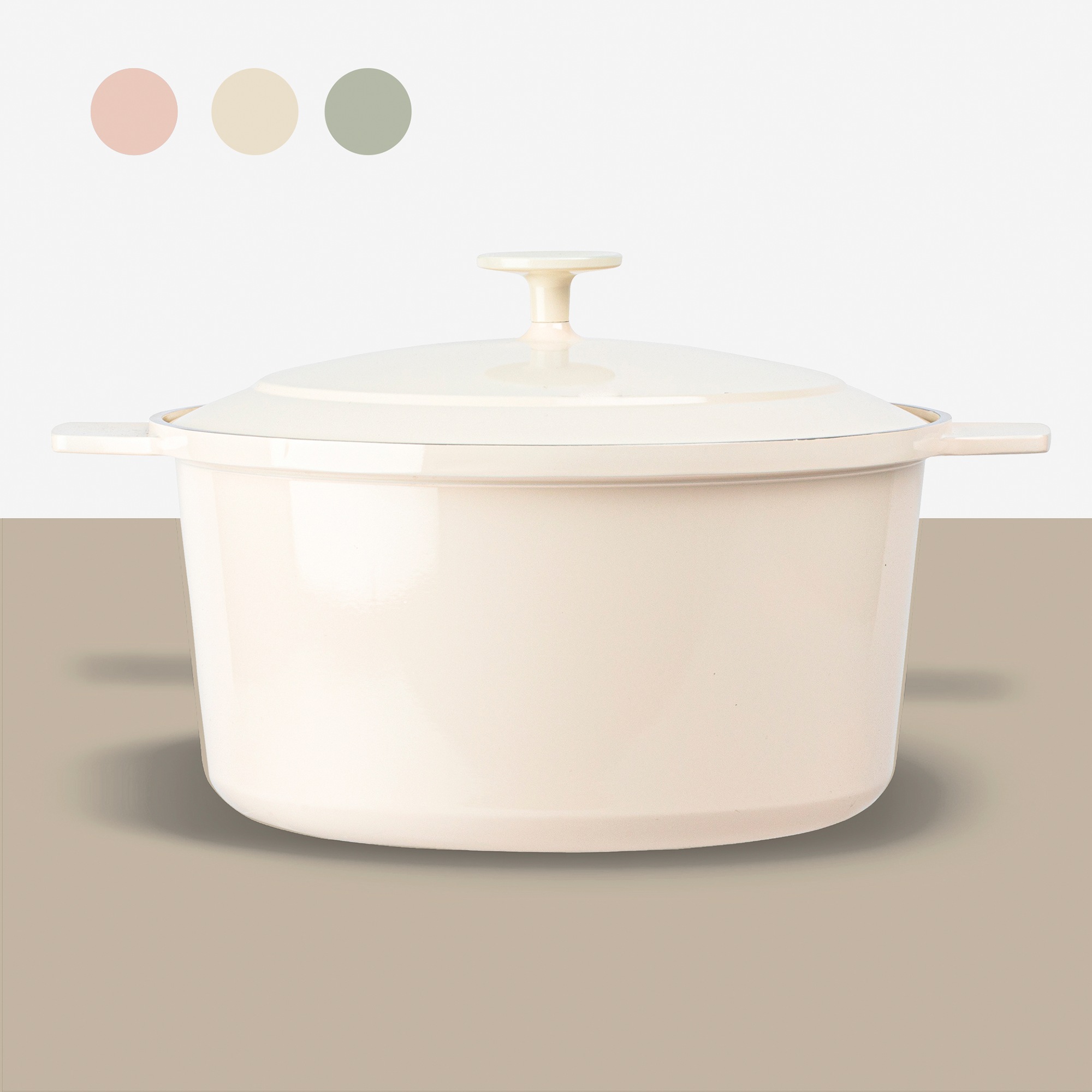 Gotham Steel 5-Quart Dutch Oven with Lid, Pastel Cream, large