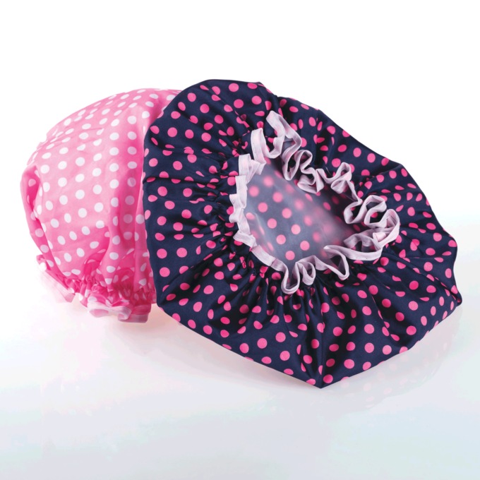 2-Pack Polka Dot Shower Caps, , large