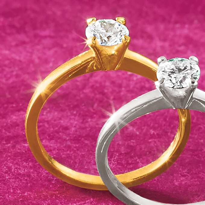 14K Gold Lab-Created Diamond Round Solitaire Ring, , large