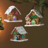 Set of 3 Lit Gingerbread House Ornaments, , large