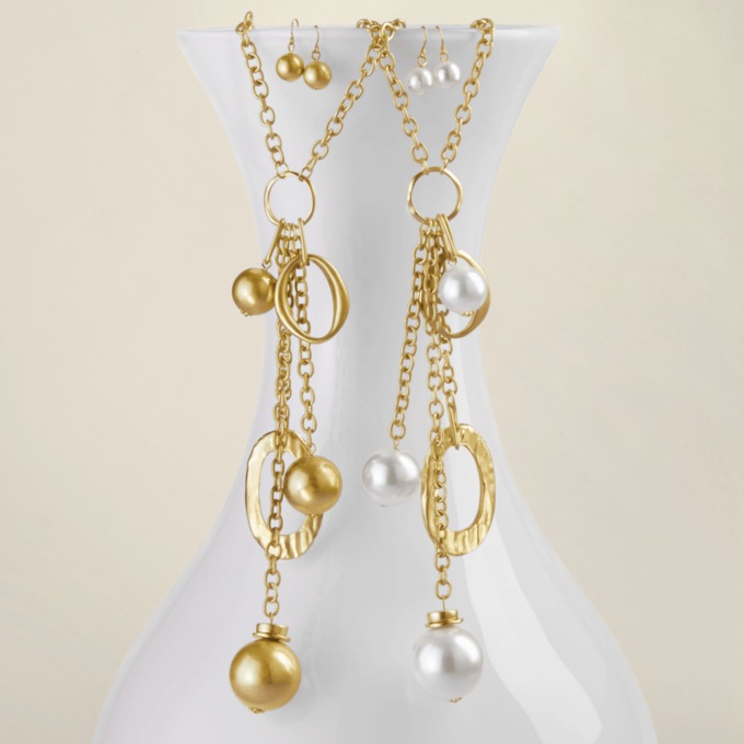 Charms and Chains Pendant Necklace & Earring Set, , large