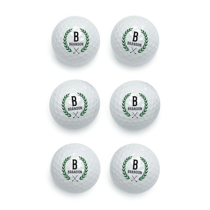 Set of 6 Personalized Laurel-Wreath Golf Balls, , large