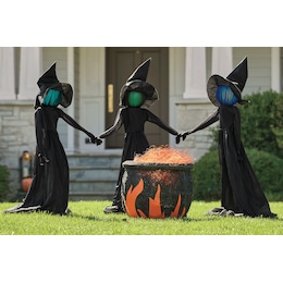 Set of 3 Witch Stakes with Lights, , large