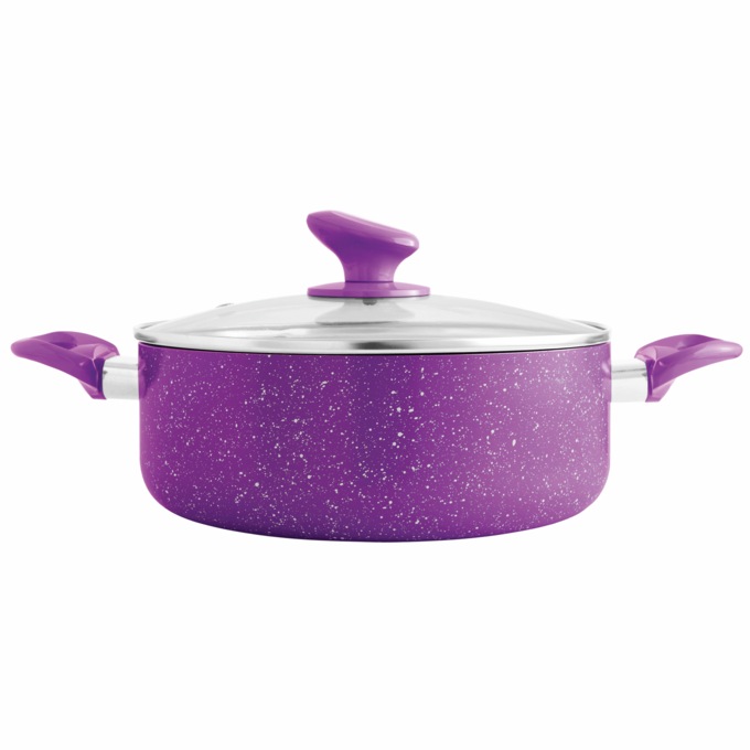 Chef Tested 11-Piece Granite Ceramic Nonstick Cookware Set, Purple, large