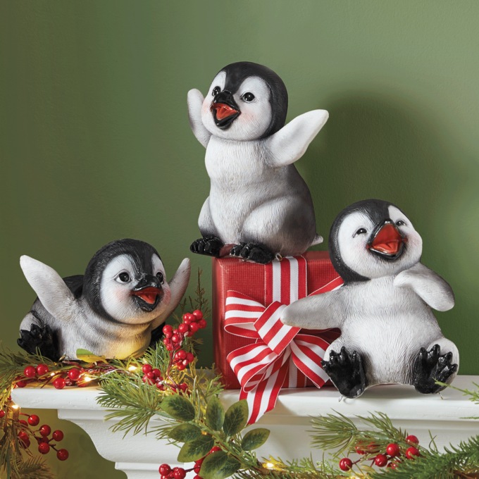 Set of 3 Playful Penguins, , large