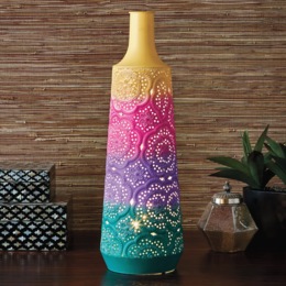 Lit Laser-Cut Metal Vase, , large
