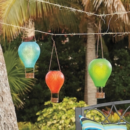 Set of 3 Solar Hot Air Balloon Lanterns, , large