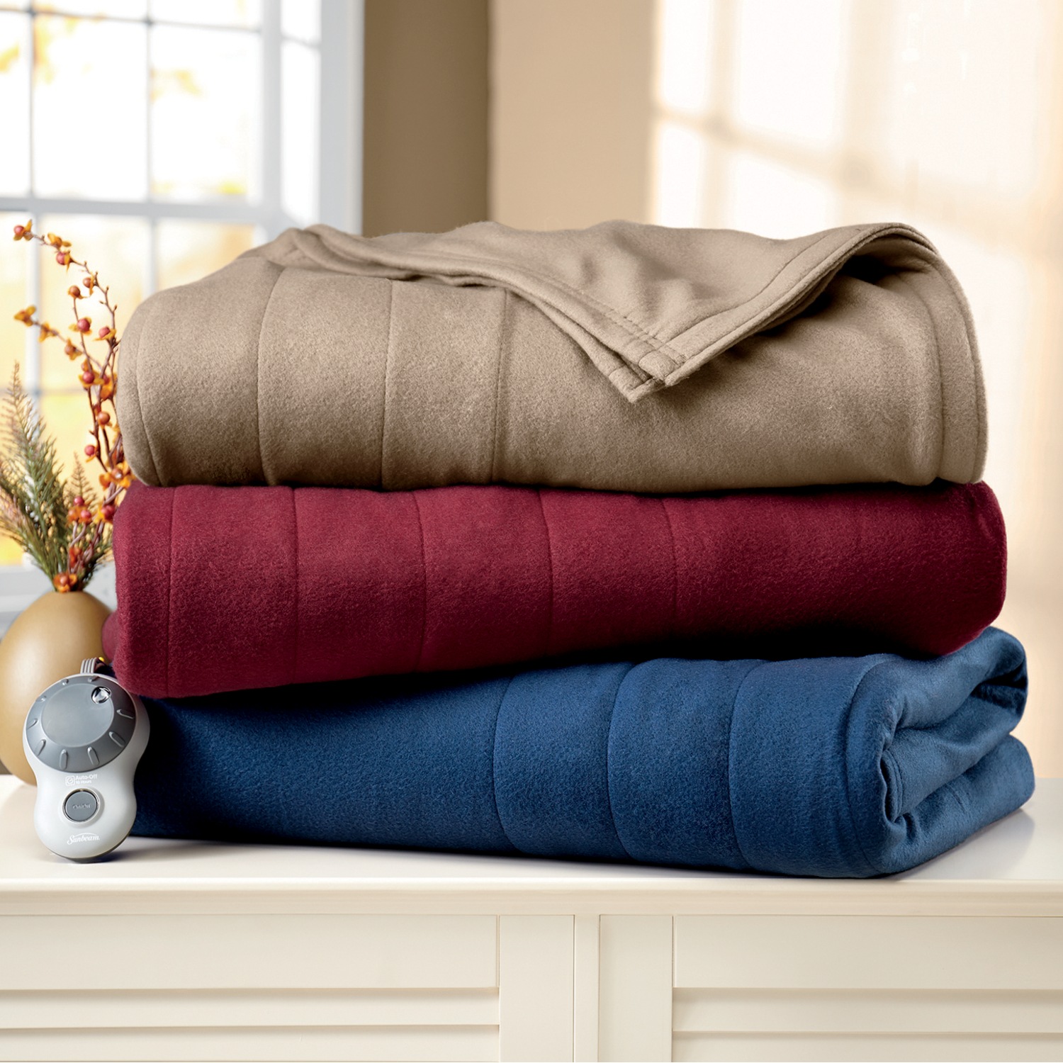 Quilted Fleece Electric Blanket by Sunbeam Seventh Avenue