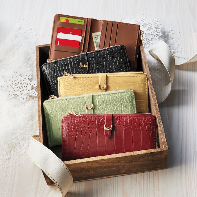 Women's Faux-Croco Wallet, , large