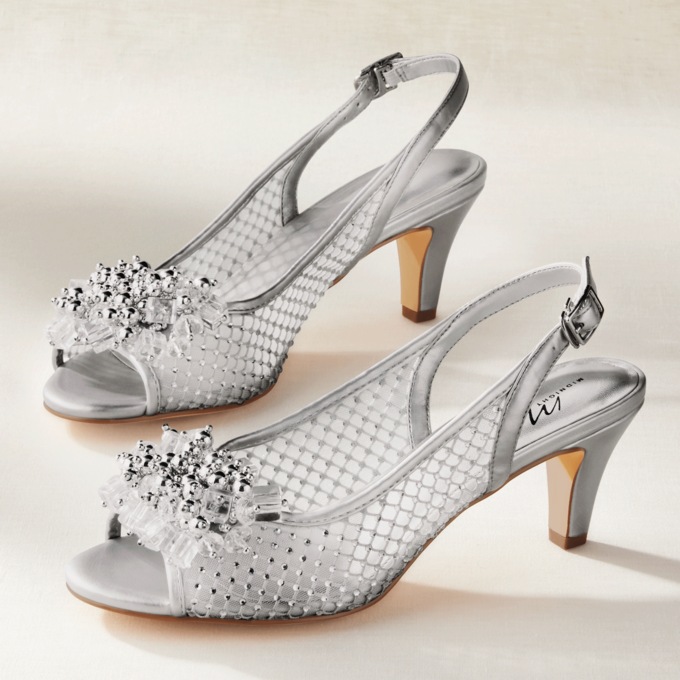 Beaded Peep-Toe Slingback, , large
