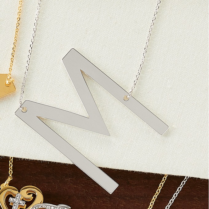 Initial Sideways Necklace, , large