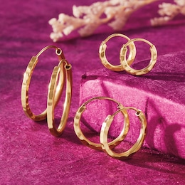 10K Gold Textured Endless Hoops, , large