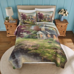 Thomas Kinkade Coverlet and Sham, , large