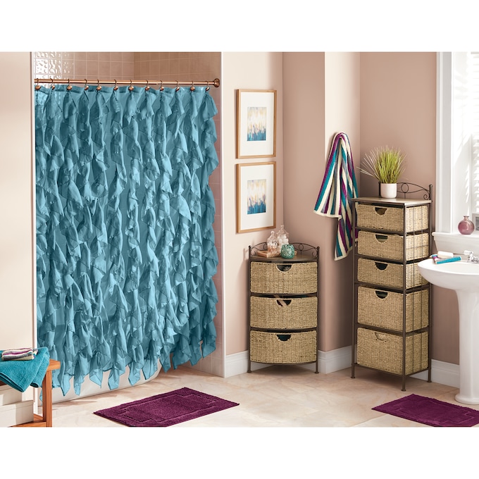 Cascade Shower Curtain, Teal, large