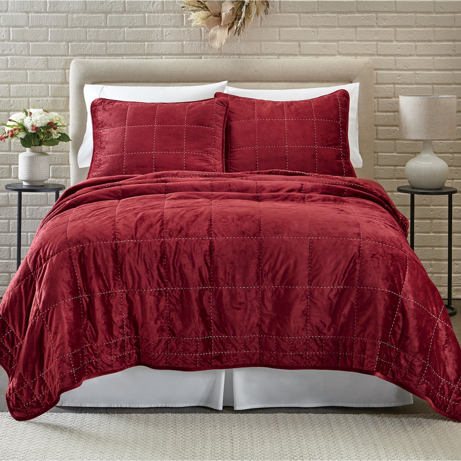 Piper Oversized Velvet Quilt and Sham Seventh Avenue