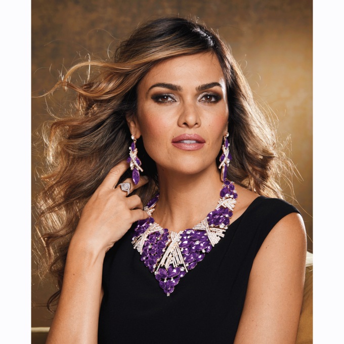 Crystal Marquise Necklace and Earring Set, Purple, large