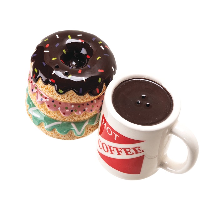 Coffee and Donuts Magnetic Salt & Pepper Shakers, , large