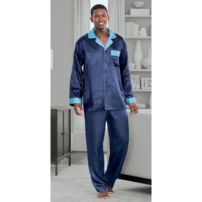 Steve Harvey Burgundy Scroll PJ, Navy, large
