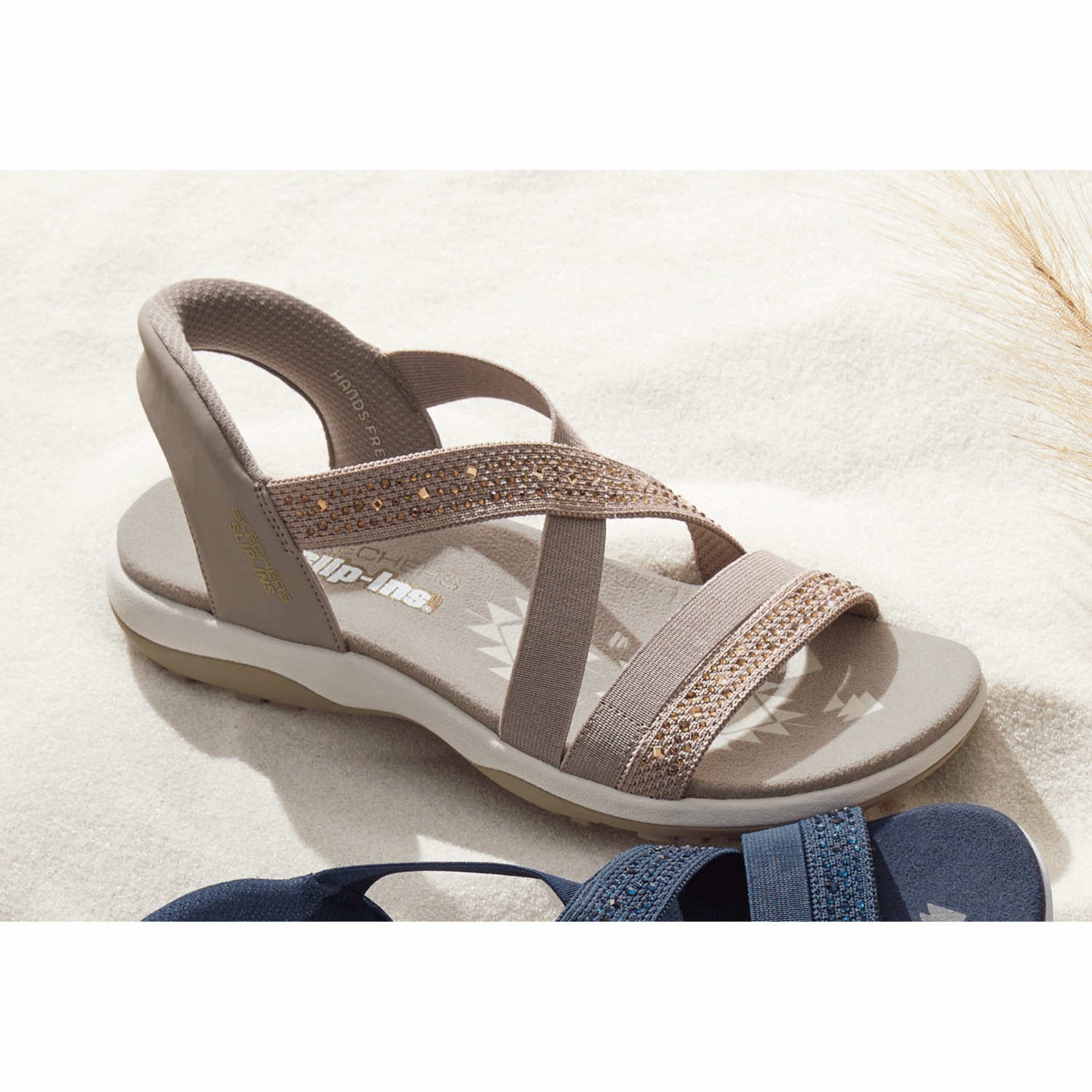Skechers Women's Slip-Ins Reggae Slim Summer Sparkle Sandal