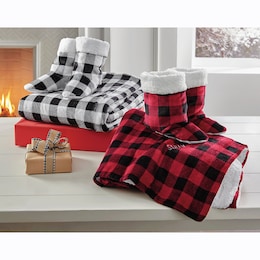 Buffalo Plaid Throw and Bootie Set, , large