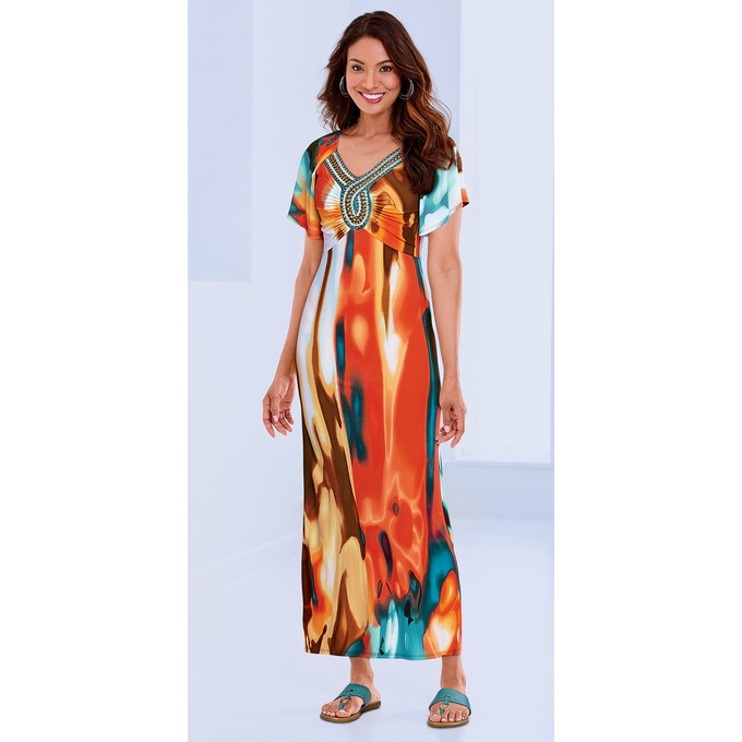 Southwest Beaded Maxi Dress, , large
