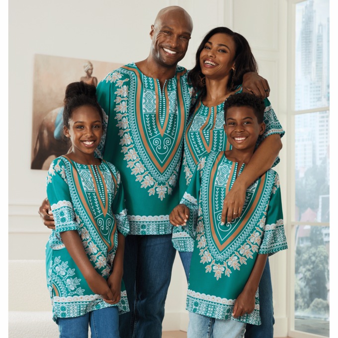 Family Cultural-Print Dashiki Tunic in Unisex Sizes, , large