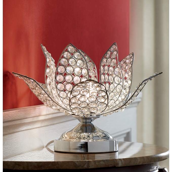 Crystal Lotus Lamp, Silver, large