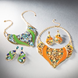 Crystal Floral Enamel Jewelry, , large