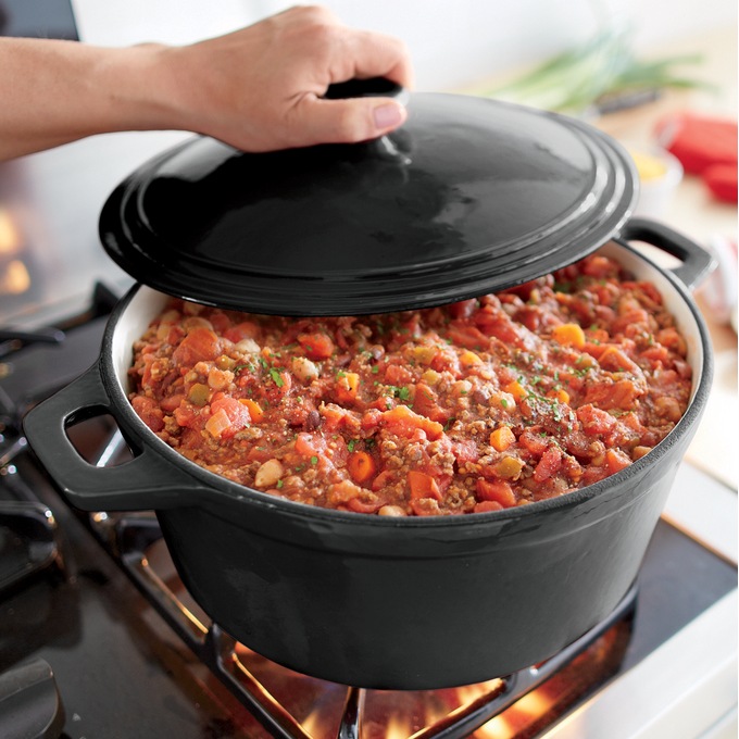 7-Qt. Enameled Cast Iron Casserole with Lid, , large